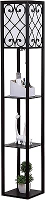 Lampadaire janed shelf, lampadaires led avec étagères, lampadaire moderne haut et étroit
