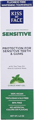 Dentifrice en gel kiss my face extra, sensible, sans fluorure 1 paquet 1
