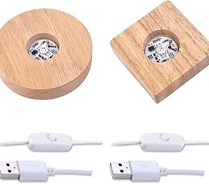 Cdiytool base d'affichage de lumières led, paquet de 2 lumières usb lumineuses en bois, présentoir de bureau, ornement de base pour boule de cristal 3d, bijoux, verre, résine, vase acrylique d'art. Révolutionnez votre façon d'acheter avec Diaytar