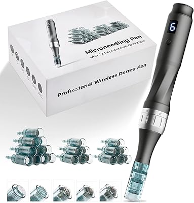 Stylo microneedling 22 cartouches de remplacement réglables sans fil derma auto pen soins