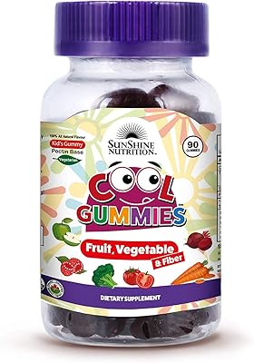 Sunshine nutrition cool gummies à mâcher aux fruits légumes et fibres