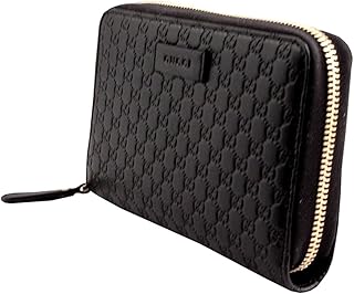 Portefeuille rond zippé en cuir microgossima noir 449391 bmj 1 g