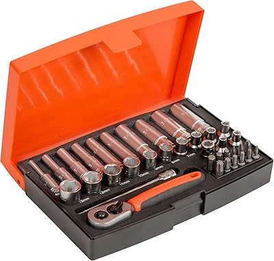 Jeu de douilles et douilles mécaniques bahco sl25l, entraînement dynamique métrique 1/4", 37