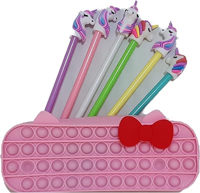 Trousse à crayons en silicone facile pop it bubble sac cosmétiques boîte