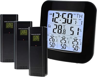 Station météo sans fil danoplus, thermomètre à trois capteurs intérieur/extérieur, moniteur numérique