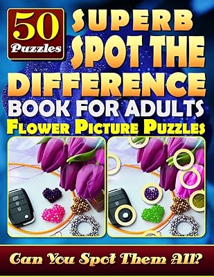 Superbe livre de jeux de différences pour adultes : puzzles d'images de fleurs