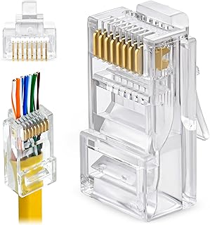 Connecteurs passthrough zaunen rj45 cat6 paquet de 100 prise standard ez pour le sertissage