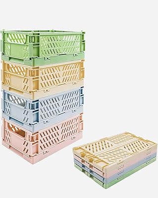 Wellsi paniers en plastique 4 pièces, paniers de rangement durables, fiables et pliables