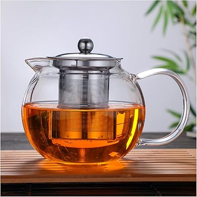 Théière oko's® avec infuseur amovible, théière en verre de 48 oz, bouilloire à