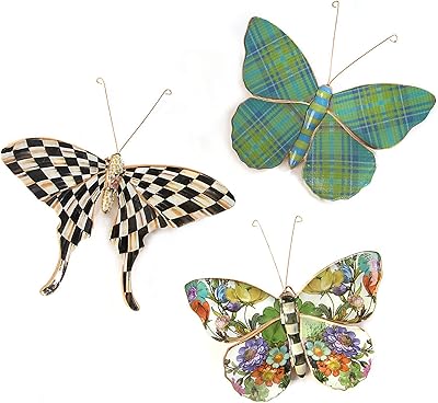 Trio d'étang à papillons mckenzie-childs, décoration murale 3 pièces à suspendre, papillon