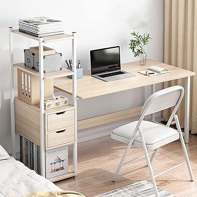 Bureau à domicile avec bibliothèque table d'ordinateur améliorée avec étagères de rangement