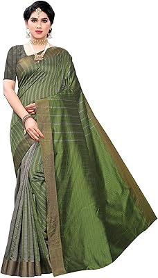 Sari indien tissé en coton et soie emtra fashion avec chemisier pour femme