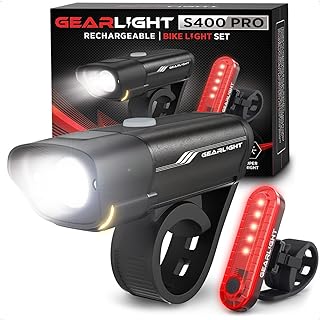 Kit d'éclairage de vélo rechargeable gearlight s400 réflecteurs de lumière avant et arrière