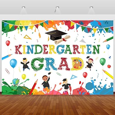 Décoration de remise de diplôme de maternelle - toile de fond de remise de diplôme de maternelle 2023, bannière de fond du dernier jour d'école pour fournitures de fête de remise de diplôme préscolaire (blanc). Votre shopping simplifié de A à Z avec Diaytar