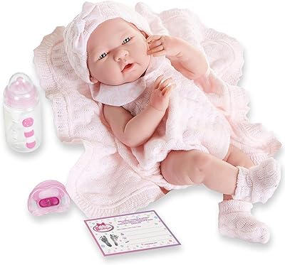 Poupée réaliste bébé fille gc toys la newborn, 15", rose