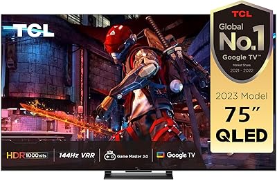 Téléviseur intelligent tcl 75 pouces 4k ultra hd qled, google tv avec commande