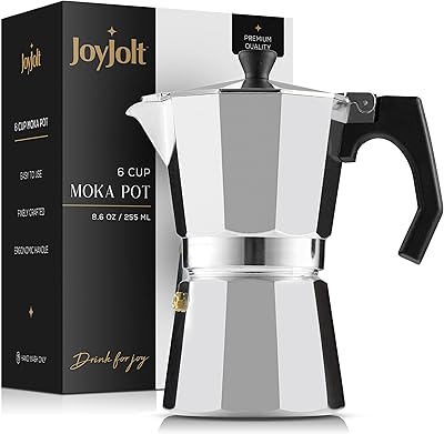 Machine à expresso italienne joyjolt moka pot 6 tasses sur cuisinière. cafetière