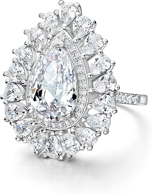 Bagues de mariage en forme de larme plaquées or blanc 18 carats, bagues