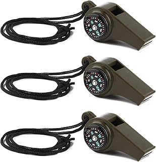 Sifflet de survie d'urgence 3 en 1 avec boussole et thermomètre, haut-parleur