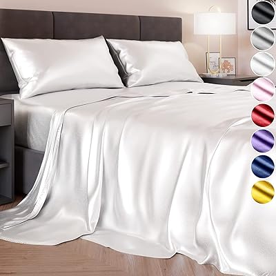 Skikhd parure de lit en satin de soie à poche profonde 406 cm