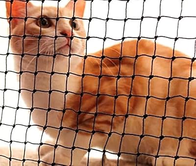 L&v filet de sécurité pour chat noir pour porche et fenêtre, filet