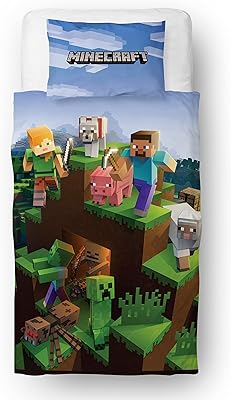 Parure de lit simple officielle minecraft pour enfants | couvre-lit réversible au design