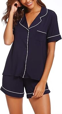 Ensemble pyjama boutonné à manches courtes pour femme, taille s-4xl