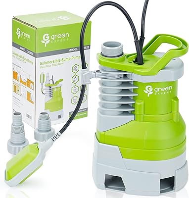 Pompe de puisard submersible verte 1/2 hp avec interrupteur à flotteur réglable, conception