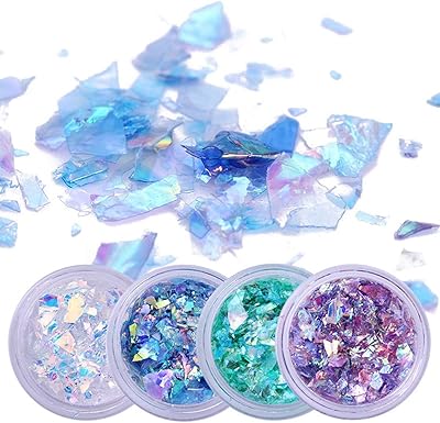 4 boîtes de paillettes pour ongles, paillettes 3d sirène pour nail art, papier