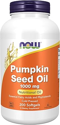 Now supplements, huile de graines de citrouille 1000 mg avec acides gras essentiels