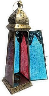 Souk designs grande lanterne arabe en verre gravé, bougeoir décoratif de style marocain