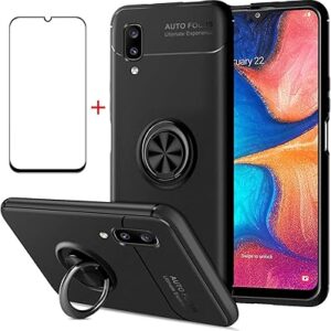 Akabeila coque de protection d'écran pour samsung a20, compatible avec samsung galaxy a20, coque en silicone avec anneau de support [verre trempé] résistant aux chocs en fibre de carbone, noir. Plus de choix, moins de dépenses avec Diaytar