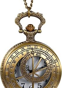 Montre de poche lancardo en bronze antique, vintage unisexe, astrolabe ajouré, marqueurs arabes sculptés avec chaîne. Diaytar Sénégal : La marketplace qui pense à votre porte-monnaie