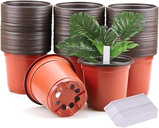 Tosazu 120 pots de fleurs en plastique de 4" avec 120 étiquettes