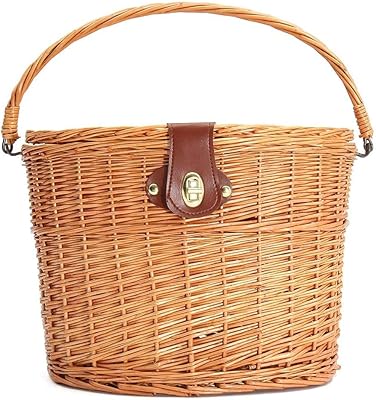 Panier en osier tissé à la main en forme de croissant, panier