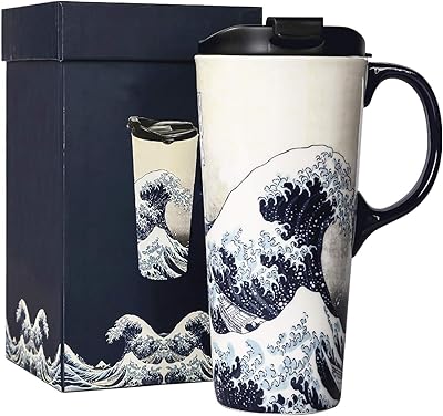Tasse de voyage haute en céramique dosvalley avec couvercle, tasse à café