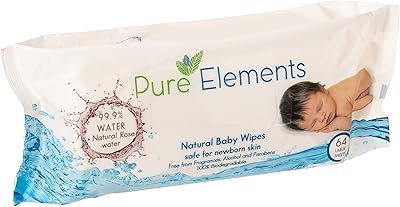 Lingettes à l'eau de rose pure elements, pack économique 4 x 64 lingettes