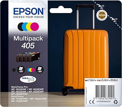 Epson authentique multipack de 405, 4 cartouches d'encre couleur, encre dura-brite ultra, prête