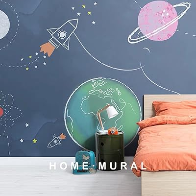 Legvshsr 3d enfants dessin animé fusée spatiale papier peint peintures murales pour chambre