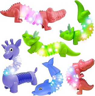 Jouet pop tubes fidget, tubes sensoriels pour les tout-petits avec lumière led, 4