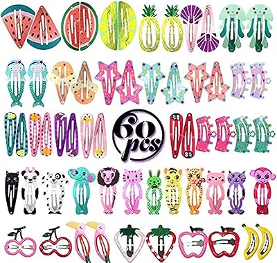 60 pièces pinces à cheveux pour bébés filles, pinces à cheveux d'animaux, épingles