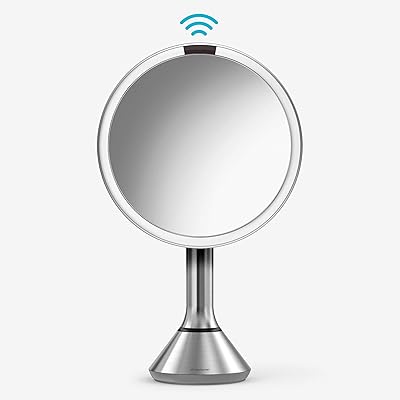 Miroir de maquillage rond simplehuman de 8 pouces avec contrôle tactile de la luminosité,