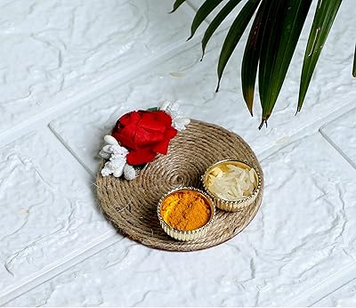 Ensemble de 6 fleurs de jute haldi kumkum ou kankavati pour cadeaux