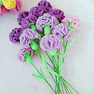 Dingzz tissage de laine fait à la main bouquet d'œillets simulation fleur tricot