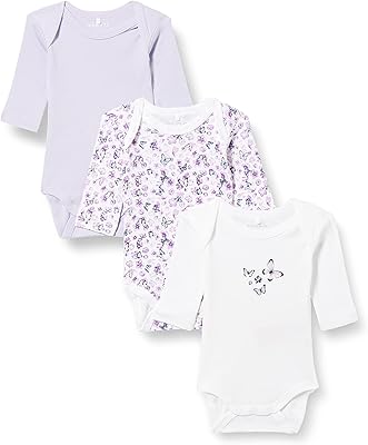 Lot de 3 bodystockings bébé fille à manches longues à fleurs violettes