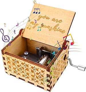 Boîte à musique en bois à manivelle you are my sunshine, boîte à