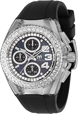 Montre unisexe cruise chronographe à quartz avec cadran noir tm-121054, bracelet
