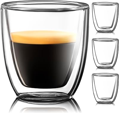Ensemble de 4 tasses à expresso en verre tasses double