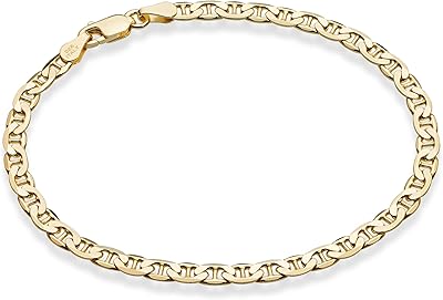 Bracelet miabella en or 18 carats en argent sterling italien 3 mm, 4