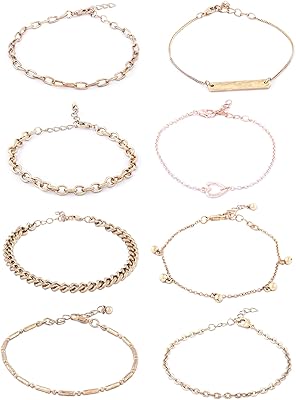 Ensemble de 8 bracelets modernes en or et or rose avec perles saphir